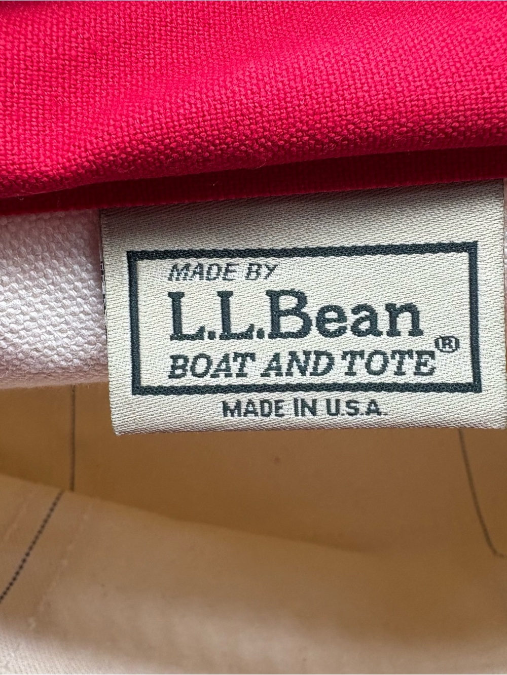 L.L. Bean 1990’s Vintage Boat & Tote Zip Top Canvas Bag USA Made Red Accent - Picture 8 of 10